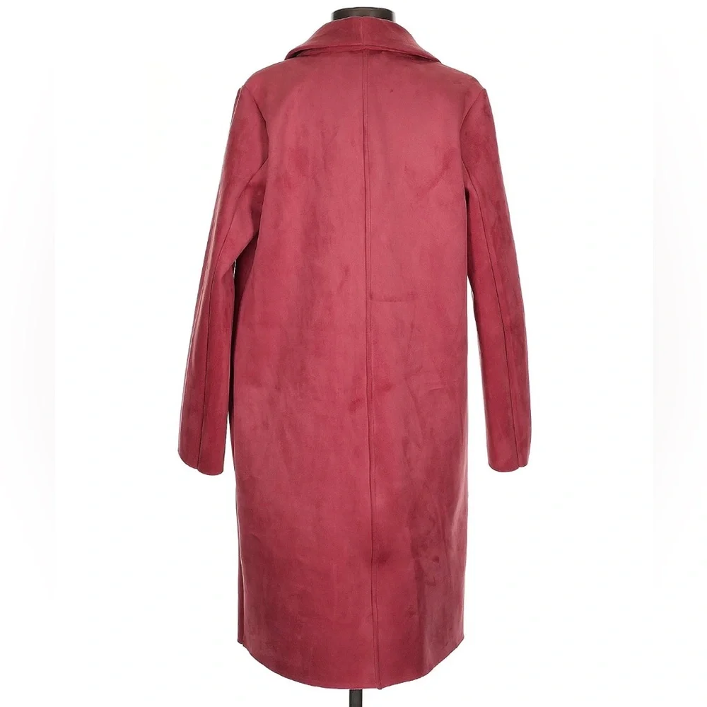 NWT Tahari Faux Suede Open Front Jacket in Geranium. Size XS.